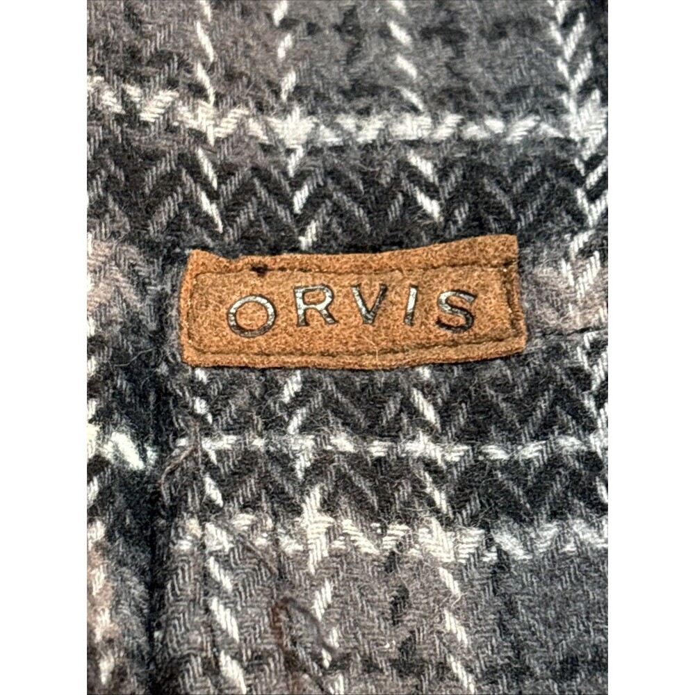 Orvis Shacket Plaid Flannel Gray Button Up Heavyweight Gorpcore Size XXL New WT